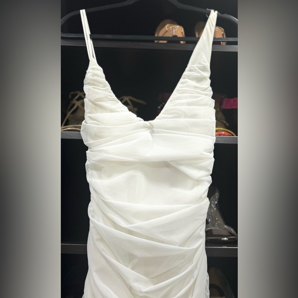 house of cb ALEXIA White Ruched Midi Dress - Picture 4 of 10